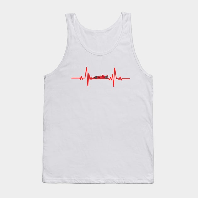 F1 Heartbeat Pulse Red Tank Top by Jps Creatorium